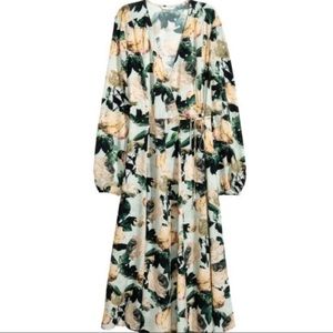 H&M Yellow, Green, Cream, Floral Wrap Dress.